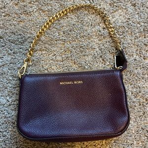 Michael Kors Plum Detailed Chained Clutch.